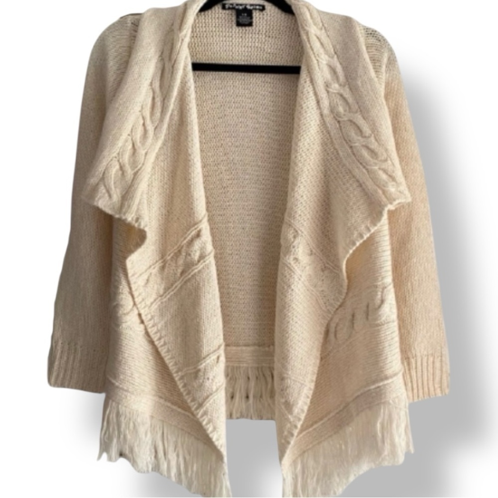 Planet Gold Ivory Fringe Cardigan​​​​​​​​​​​​​​​​​​​​​​​​​​​